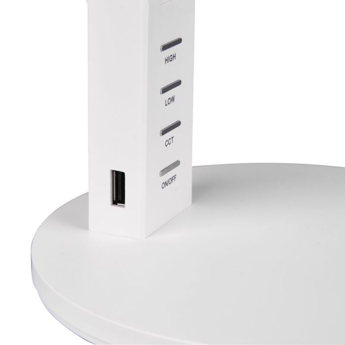 Lampe de bureau moderne blanche, Lindi, 5W, blanc chaud à froid réglable LED, avec variateur tactile