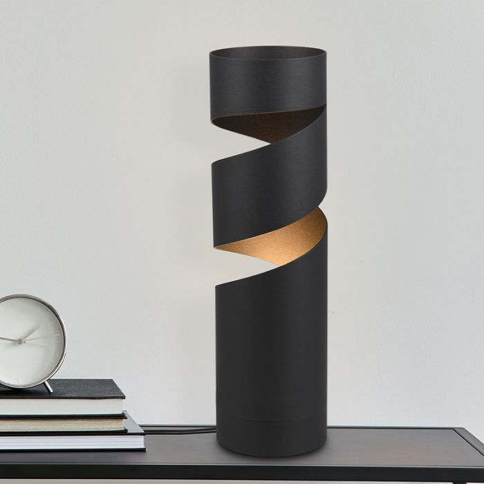 Lampe de table design noire, Marouan, avec interrupteur