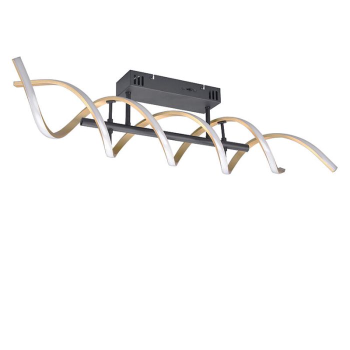 Plafonnier design laiton, Sylvian, 41W, blanc chaud à froid réglable LED, gradable en 3 étapes