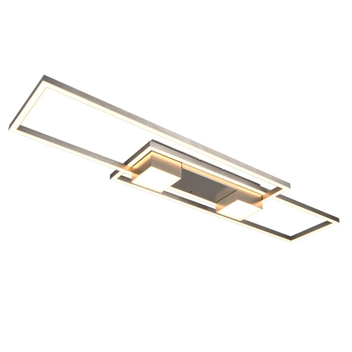 Lampe plafond design nickel, Sohaib, 37W, blanc chaud à froid réglable LED, gradable en 3 étapes
