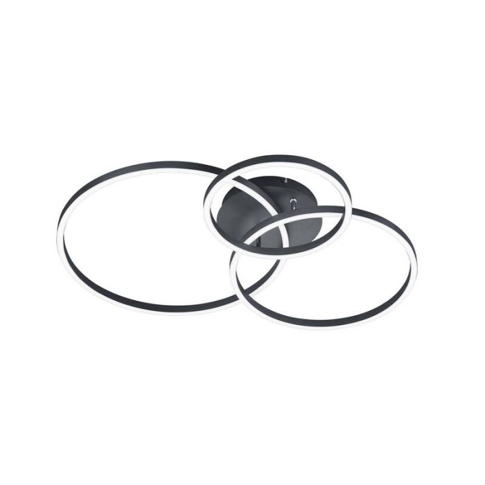 Lampe plafond moderne noire, Elze, 28W, RGBW LED, avec télécommande
