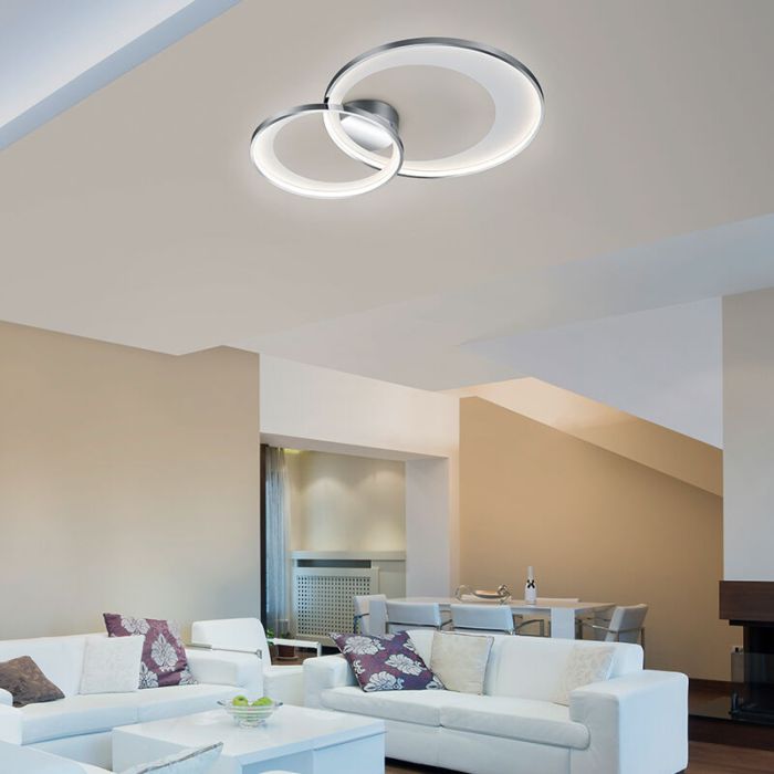 Lampe plafond moderne chromée, Kendi, 29W, 3000K LED