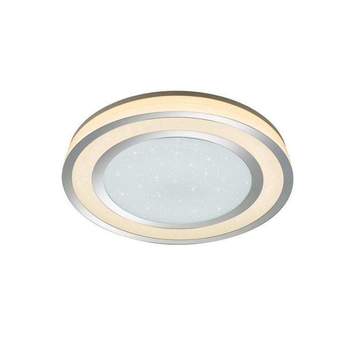Lampe plafond moderne chromée, Saleem, 45W, blanc chaud à froid réglable LED, avec interrupteur
