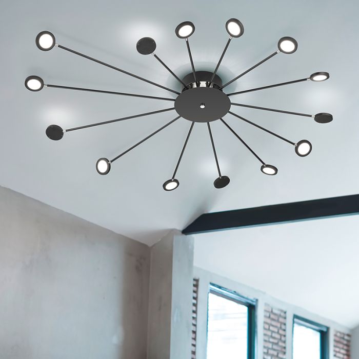Lampe plafond moderne noire, Florian, 2,6W, 3000K LED