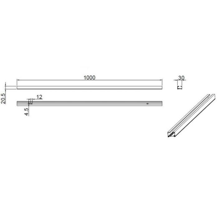 Rail électrifié 100cm pour éclairage sur rail biphasé, métal, noir
