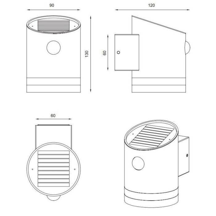Applique extérieur avec détecteur de mouvement moderne anthracite, Suzan, 3W, 3000K LED, IP44