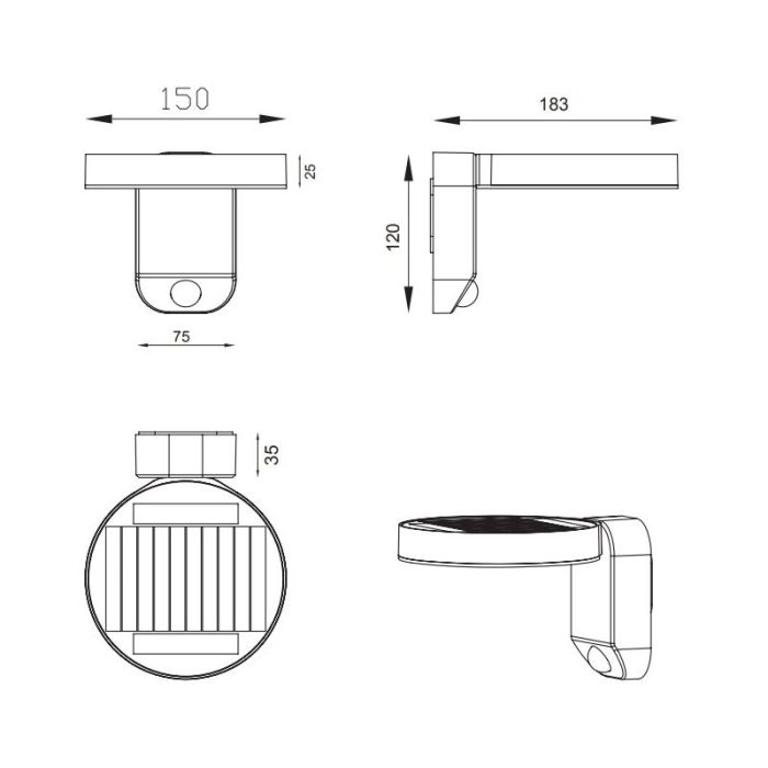 Applique extérieur avec détecteur de mouvement moderne anthracite, Sunny, 4,5W, 3000K LED, IP44