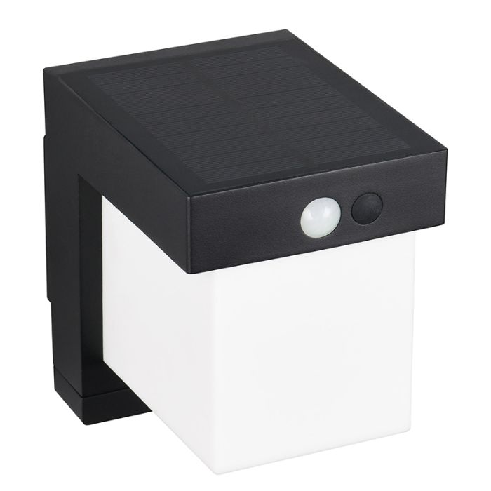 Applique solaire extérieur moderne noire, Kadija, 5,5W, 4000K LED, IP44