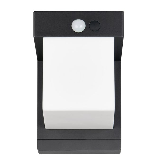 Applique solaire extérieur moderne noire, Kadija, 5,5W, 4000K LED, IP44