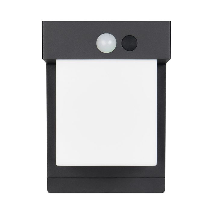 Applique solaire extérieur moderne noire, Kadija, 5,5W, 4000K LED, IP44