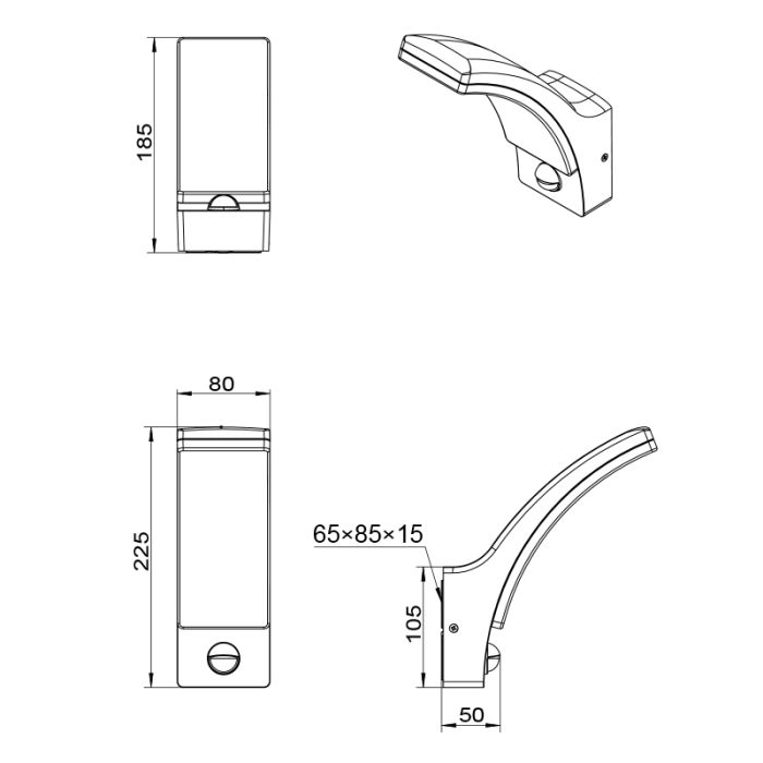Applique extérieur avec détecteur de mouvement moderne anthracite, Popke, 12,5W, 4000K LED, IP44