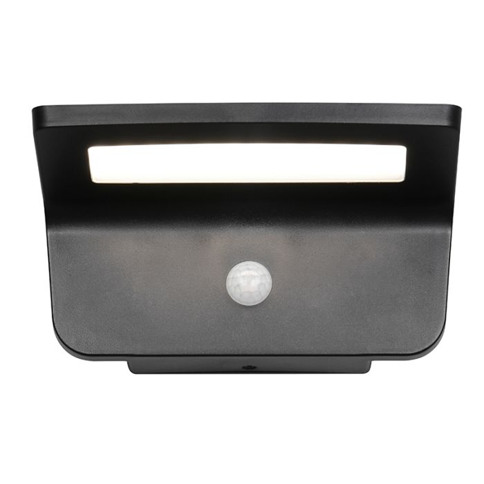 Applique solaire extérieur moderne noire, Mukaddes, 8W, 4000K LED, IP44