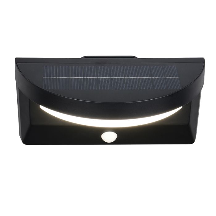 Applique solaire extérieur moderne noire, Neelam, 8W, 4000K LED, IP44