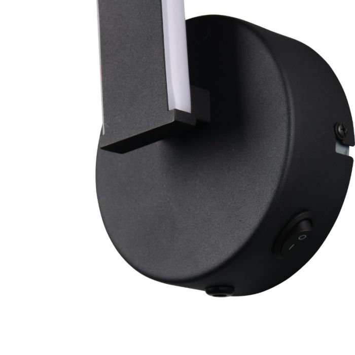 Applique murale design noire, Quirinus, 11W, 4000K LED, avec interrupteur