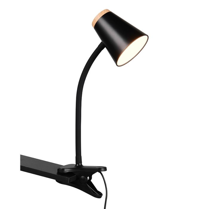 Lampe à pince moderne noire, Rahul, 4,5W, 3000K LED, avec interrupteur
