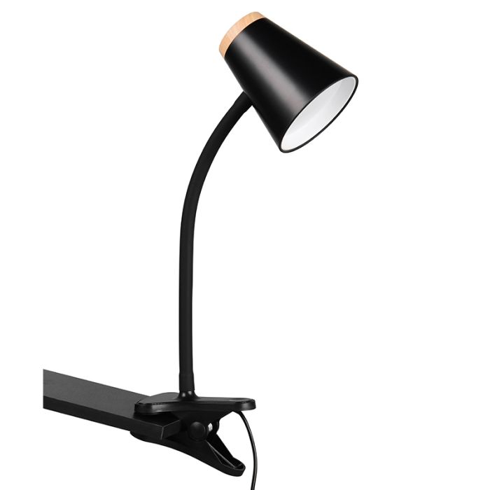 Lampe à pince moderne noire, Rahul, 4,5W, 3000K LED, avec interrupteur
