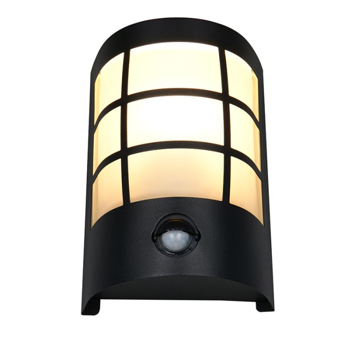 Applique extérieur avec détecteur de mouvement moderne noire, Ratna
