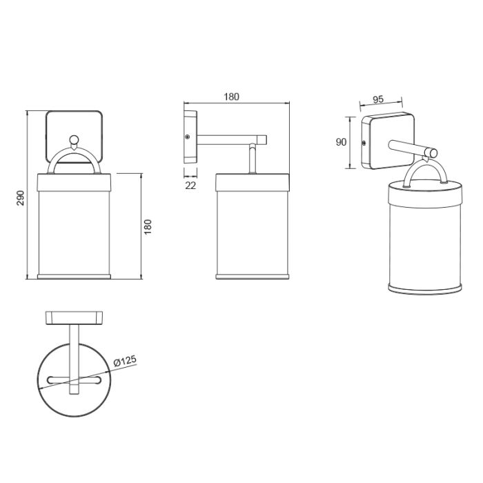 Luminaire extérieur moderne anthracite, Piter, IP44