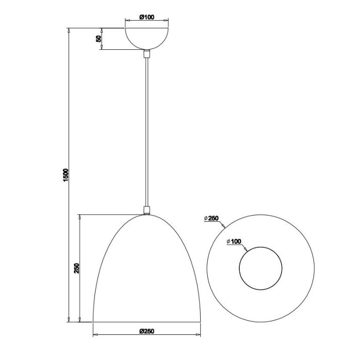 Suspension demi-sphère moderne grise, Ingmar