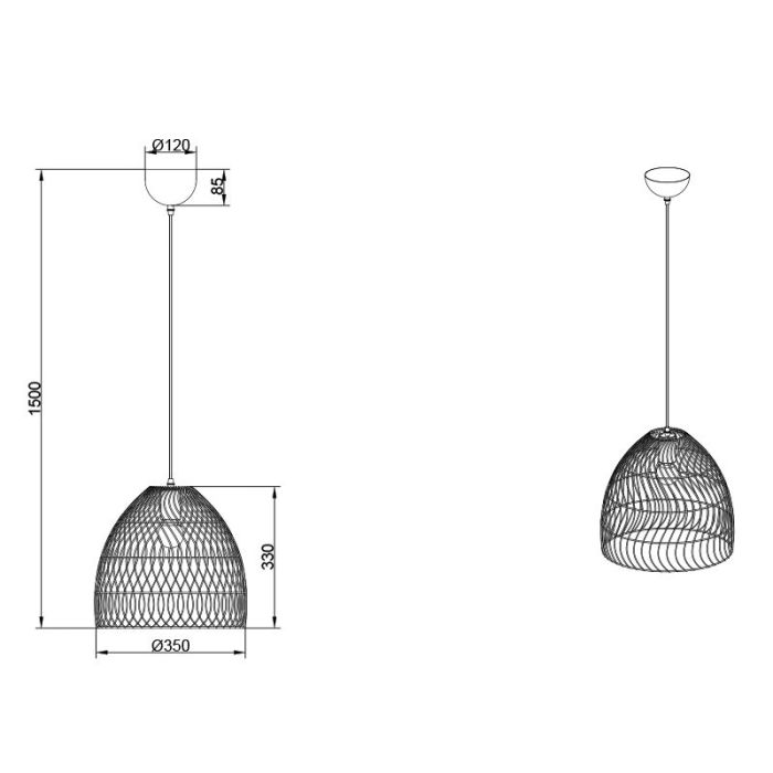 Suspension en rotin marronne, Symon