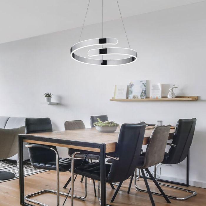 Suspension design chromée, Resy, 37W, 4000K LED, gradable en 3 étapes