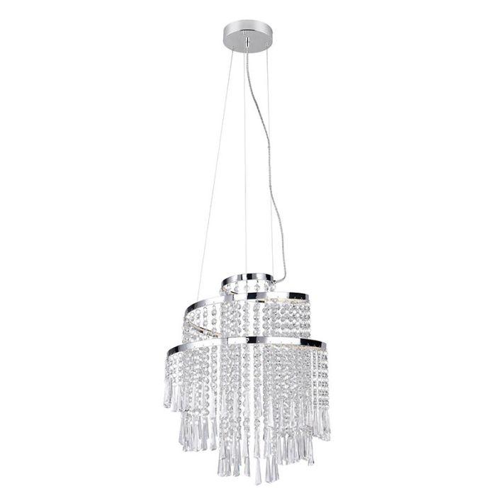 Lustre design chromé, Sjon, 30W, blanc chaud à froid réglable LED, gradable en 3 étapes