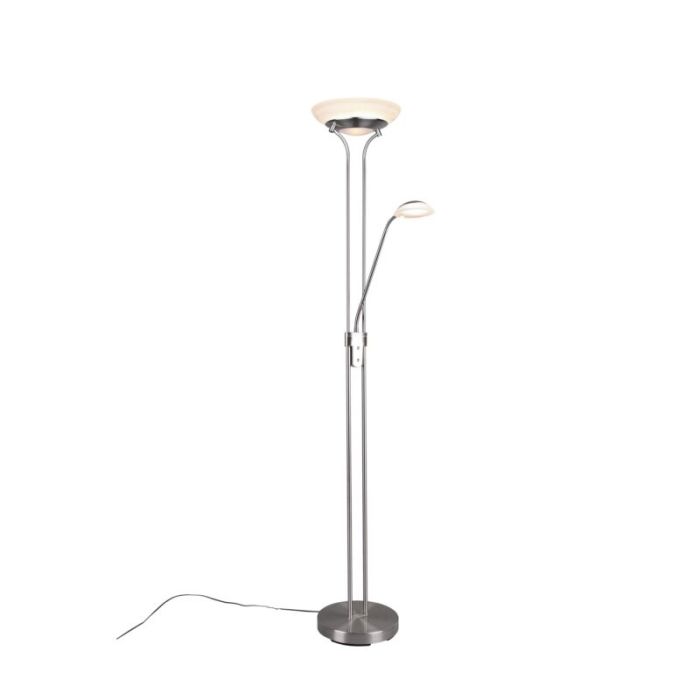Lampadaire liseuse moderne nickel, Fredrika, 27W, 3000K LED, avec variateur tactile