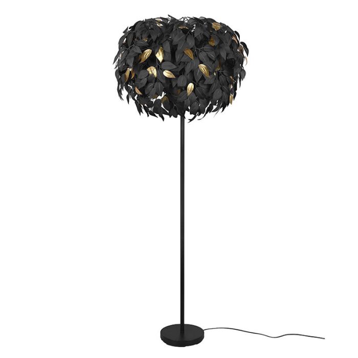 Lampadaire rétro noir, Urwa, avec interrupteur
