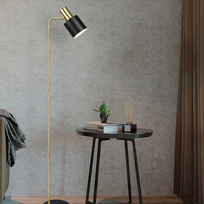 Lampadaire en métal noir, Zoja, avec interrupteur