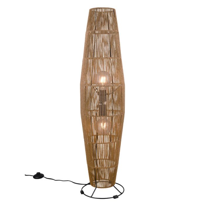 Lampadaire en papier marron, Fleurtje, avec interrupteur