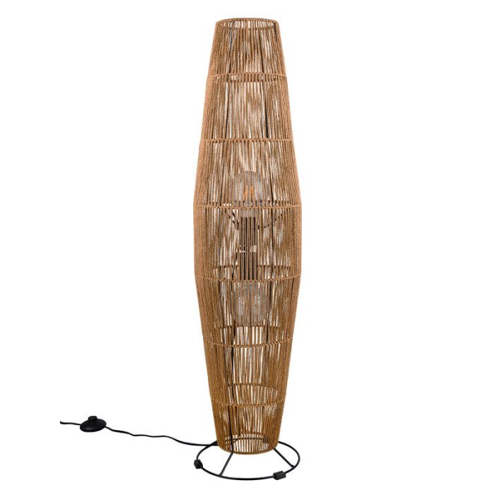 Lampadaire en papier marron, Fleurtje, avec interrupteur