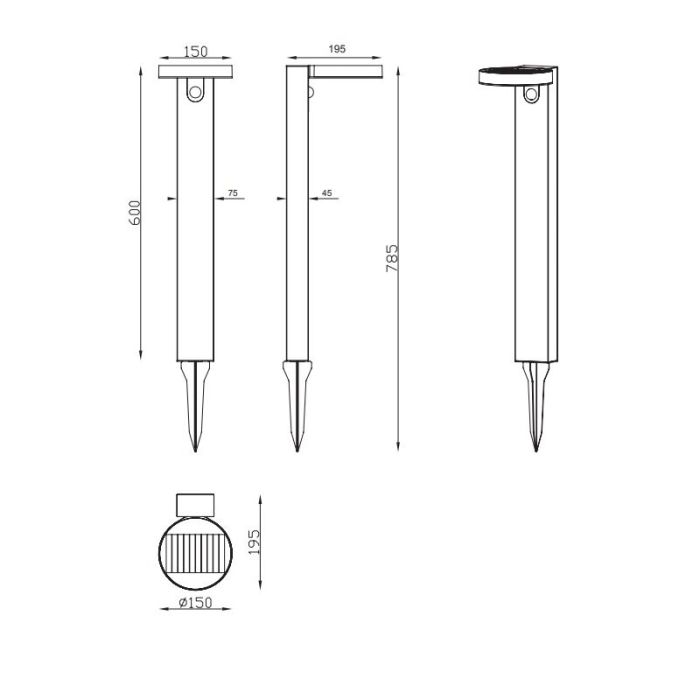 Lampadaire extérieur solaire moderne anthracite, Sunny, 4,5W, 3000K LED, IP44