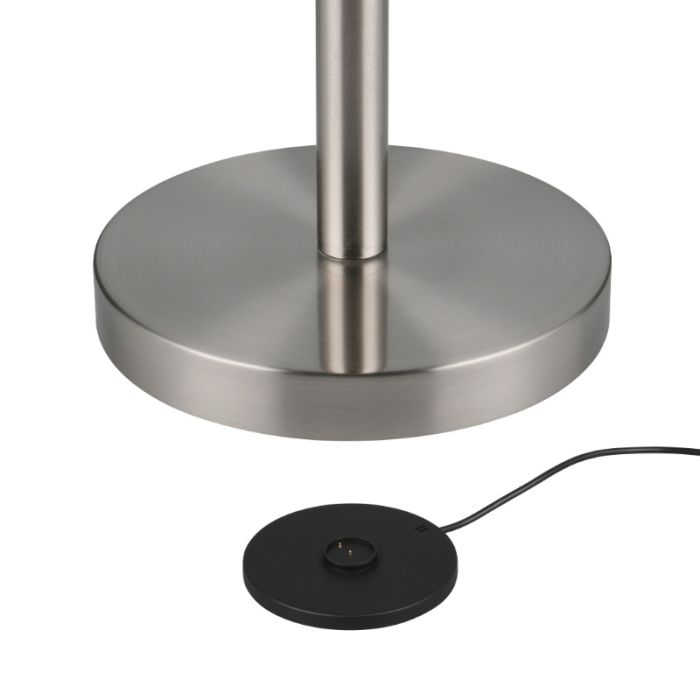 Lampadaire rechargeable moderne nickel, Peniguet, 3W, blanc chaud à froid réglable LED, avec variateur tactile