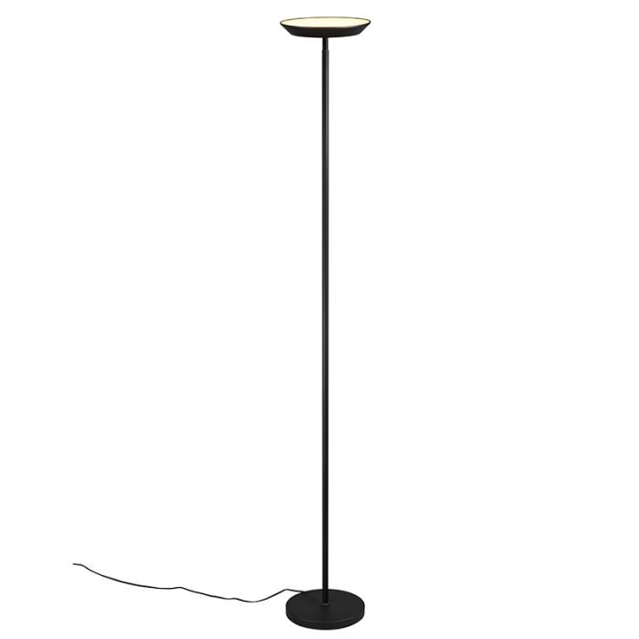 Lampadaire moderne noir, Shahid, 17W, blanc chaud à froid réglable LED, avec variateur tactile