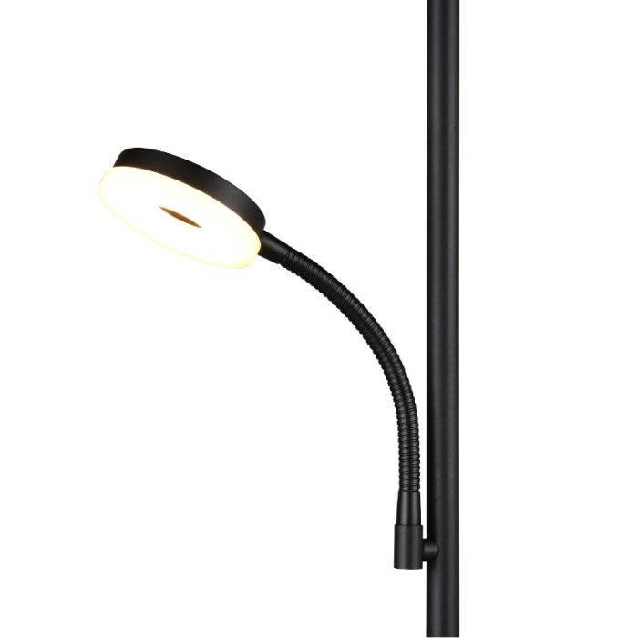 Lampadaire moderne noir, Shahid, 17W, blanc chaud à froid réglable LED, avec variateur tactile