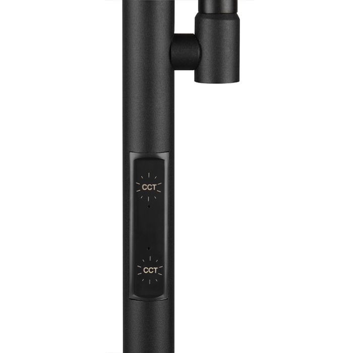 Lampadaire moderne noir, Shahid, 17W, blanc chaud à froid réglable LED, avec variateur tactile