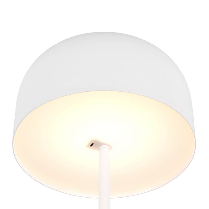 Lampadaire rechargeable moderne blanche, Dustin, 2,5W, 3000K LED, gradable en 3 étapes