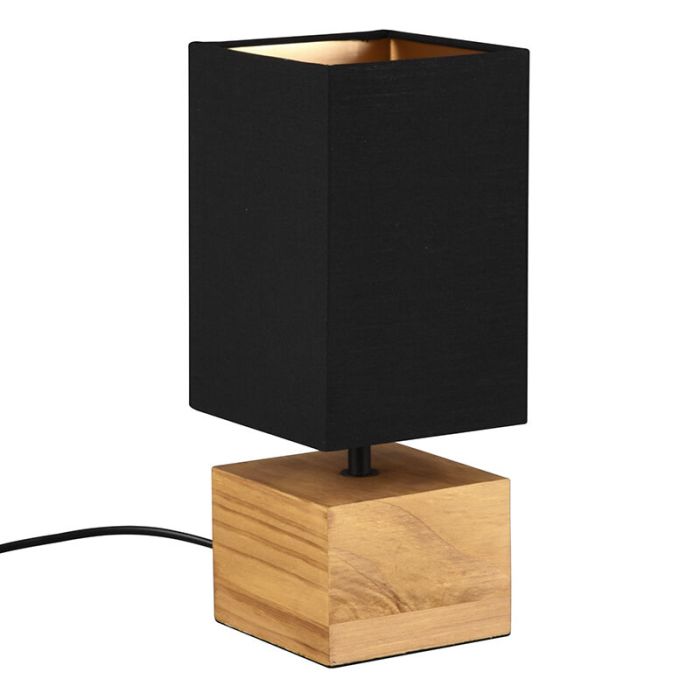Lampe de table en bois marronne, Job, avec interrupteur