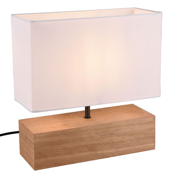 Lampe de table en bois marronne, Job, avec interrupteur