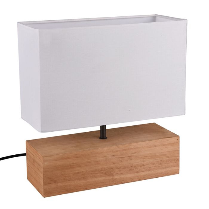 Lampe de table en bois marronne, Job, avec interrupteur