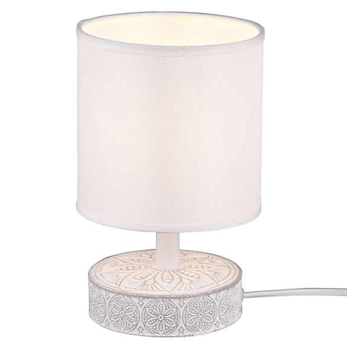 Lampe de table en céramique blanche, Lola, avec interrupteur