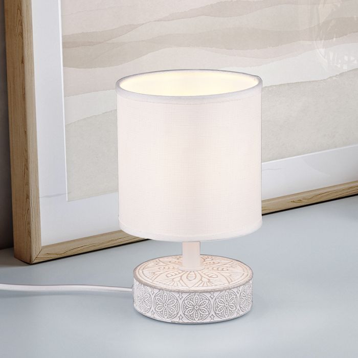 Lampe de table en céramique blanche, Lola, avec interrupteur