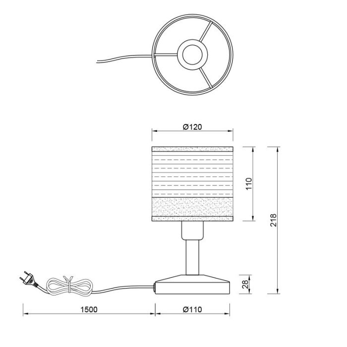 Lampe de table moderne bois, Ying, avec interrupteur