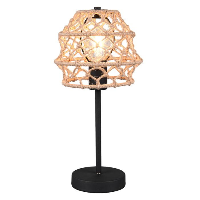 Lampe de table rustique marronne, Liduina, avec interrupteur