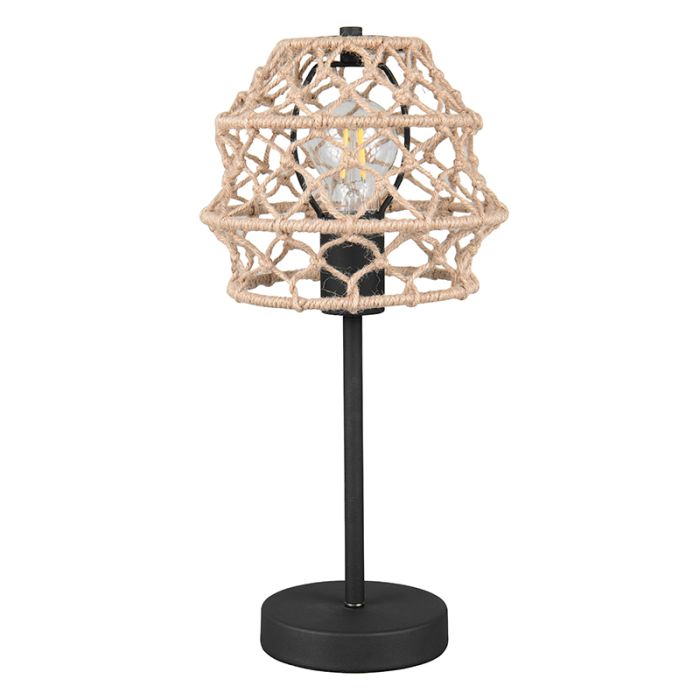 Lampe de table rustique marronne, Liduina, avec interrupteur