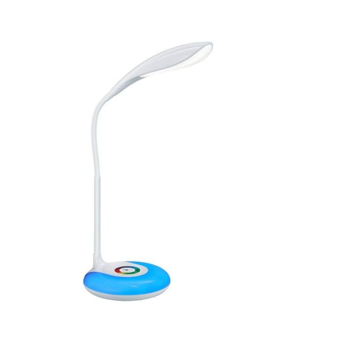 Lampe de bureau moderne blanche, Zetan, 3W, RGBW LED, avec variateur tactile