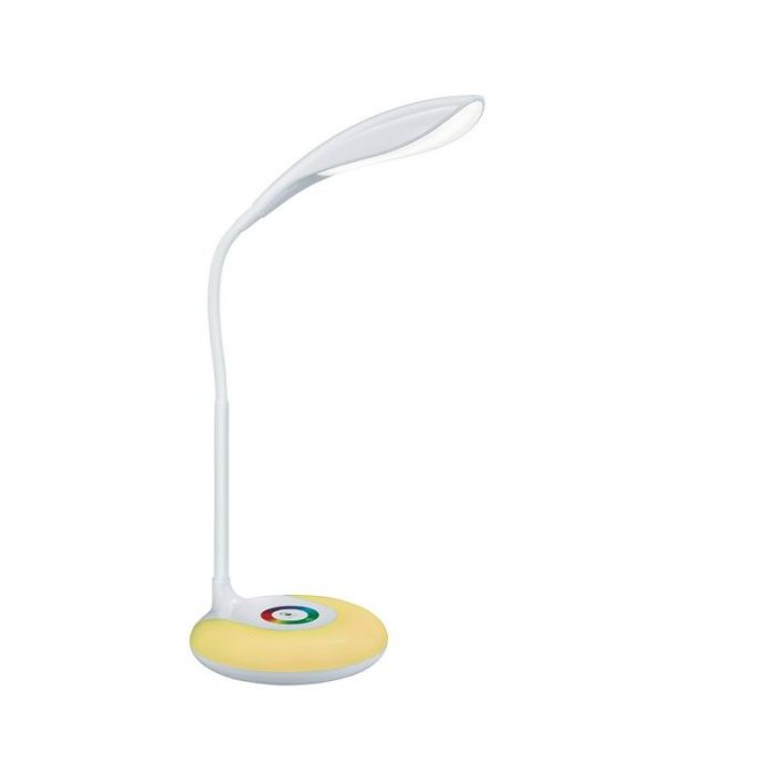 Lampe de bureau moderne blanche, Zetan, 3W, RGBW LED, avec variateur tactile