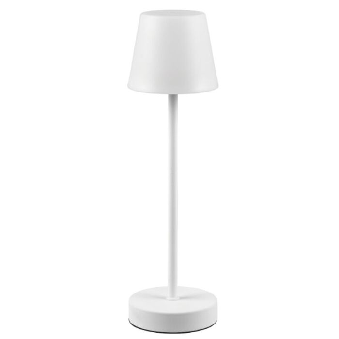 Lampe de table rechargeable en plastique blanche, Suman, 2W, blanc chaud à froid réglable LED, IP44, avec variateur tactile