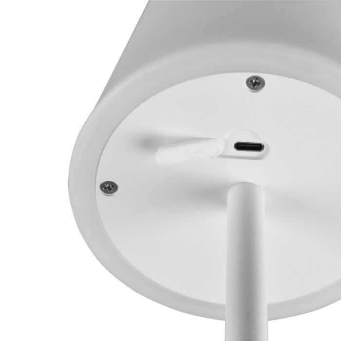 Lampe de table rechargeable en plastique blanche, Suman, 2W, blanc chaud à froid réglable LED, IP44, avec variateur tactile