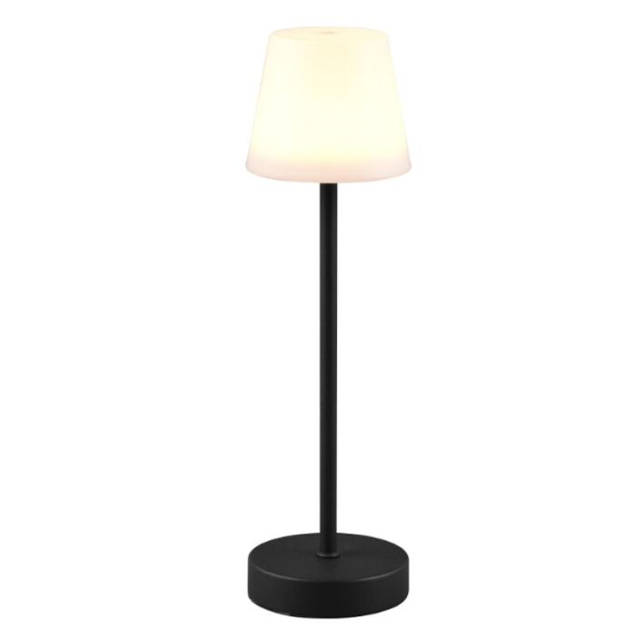 Lampe de table rechargeable en plastique noire, Suman, 2W, blanc chaud à froid réglable LED, IP44, avec variateur tactile
